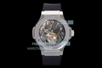 Swiss Replica Hublot Big Bang Stainless Steel Skeleton Tourbillon Watch